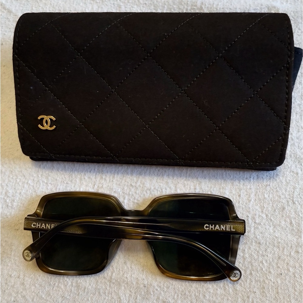 CHANEL Black Designer Sunglasses with Gold Details